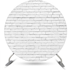 Aperturee - Round White Vintage Brick Wall Backdrop For Party