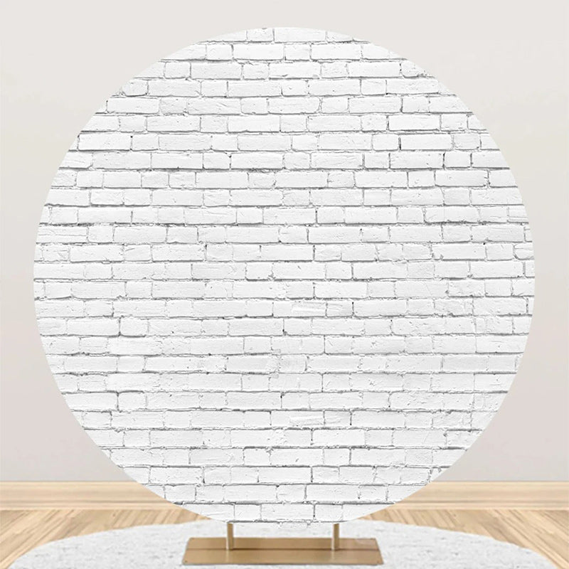 Aperturee - Round White Vintage Brick Wall Backdrop For Party