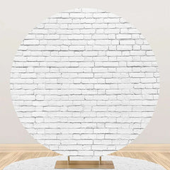 Aperturee - Round White Vintage Brick Wall Backdrop For Party