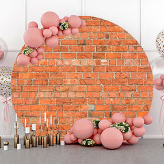 Aperturee - Round Bright Retro Red Brick Wall Backdrop For Party