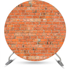 Aperturee - Round Bright Retro Red Brick Wall Backdrop For Party