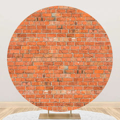 Aperturee - Round Bright Retro Red Brick Wall Backdrop For Party