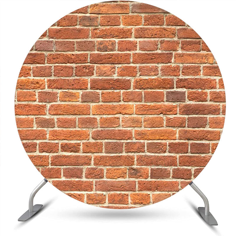 Aperturee - Classic Faded Red Brick Wall Round Party Backdrop