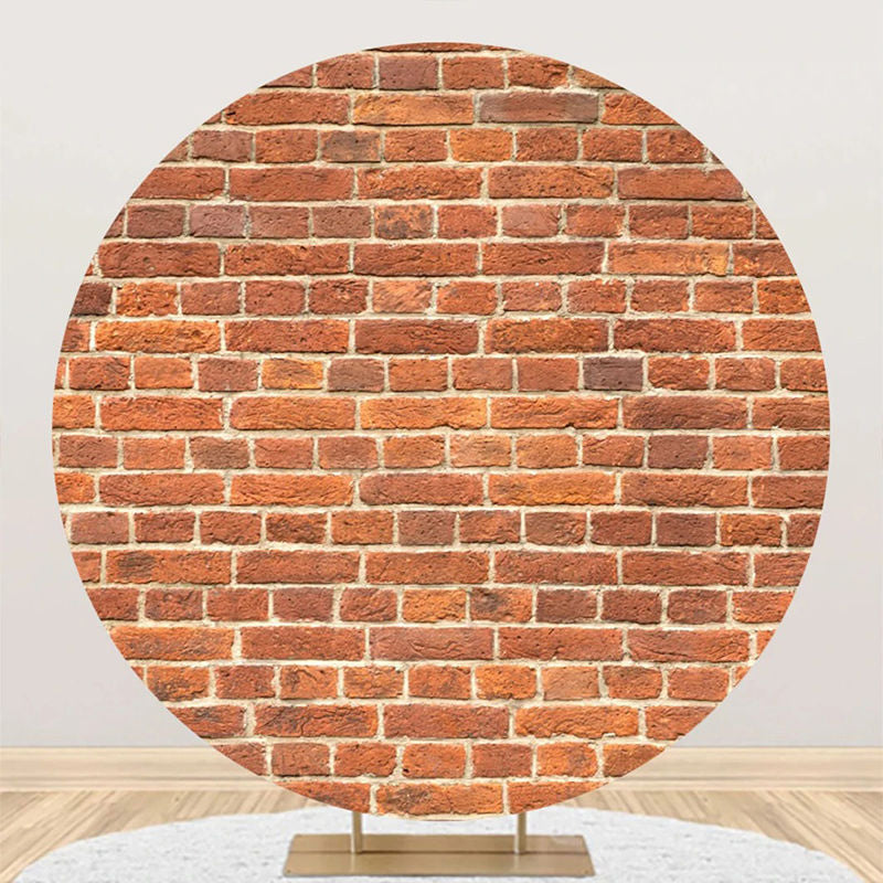 Aperturee - Classic Faded Red Brick Wall Round Party Backdrop