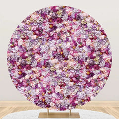 Aperturee - Purple Pink Dense Flowers Round Wedding Backdrop