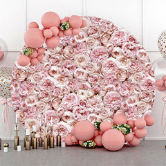 Aperturee - Dense Pink Floral Elegant Round Wedding Backdrop