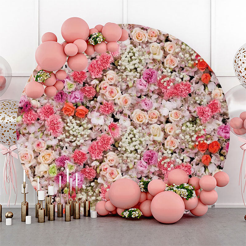 Aperturee - Romantic Colorful Floral Round Backdrop For Wedding