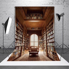 Aperturee - Retro Magnificent Bookstore Wooden Photo Backdrop