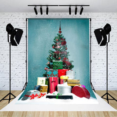 Aperturee - Aperturee Pile Snowflake Gifts Simple Christmas Tree Backdrop