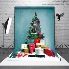 Aperturee - Aperturee Pile Snowflake Gifts Simple Christmas Tree Backdrop