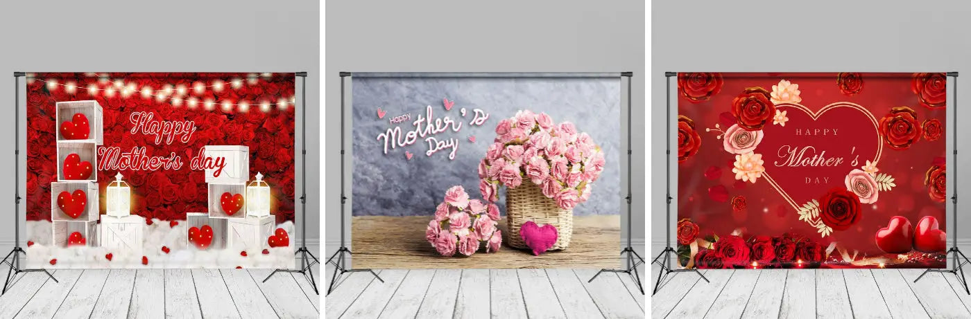 Rad Roses Heart Box Light Mothers Day Party Backdrop - Aperturee