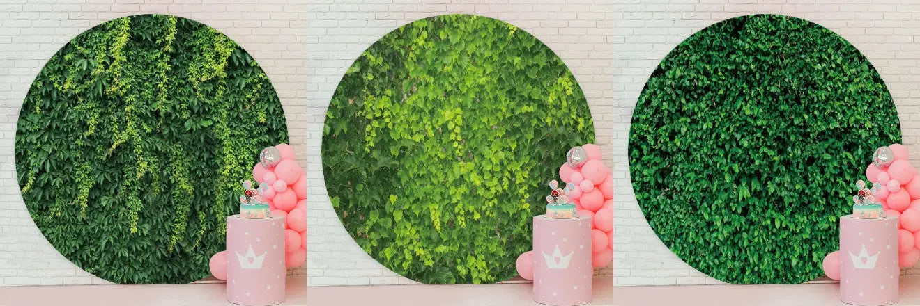 Oh Baby Green Leaves Circle Baby Shower Backdrop-Aperturee