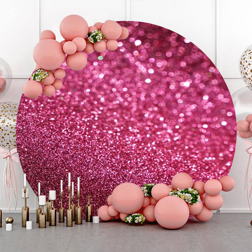 Aperturee - Red Glitter Bokeh Round Birthday Backdrop For Girl