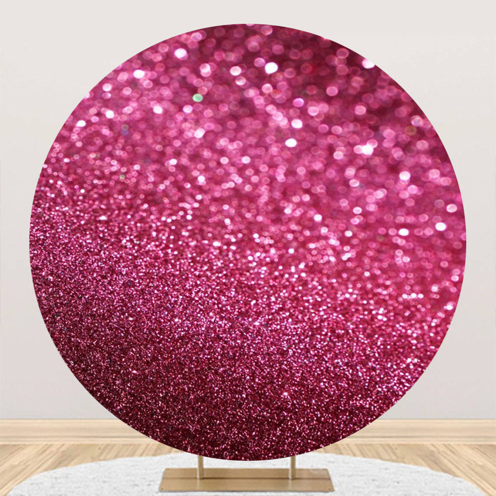 Aperturee - Red Glitter Bokeh Round Birthday Backdrop For Girl