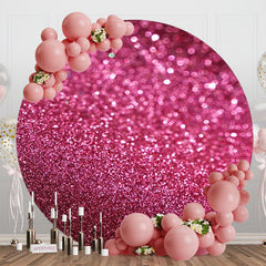 Aperturee - Red Glitter Bokeh Round Birthday Backdrop For Girl