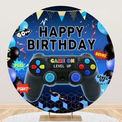 Aperturee - Round Gamepad Blue Happy Birthday Backdrop For Boy