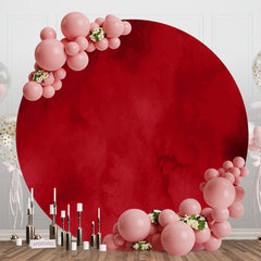 Aperturee - Dark Red Art Foggy Texture Round Birthday Backdrop