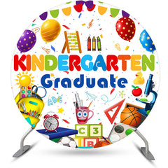 Aperturee - Round Cute Stationery Kindergarten Graduate Backdrop