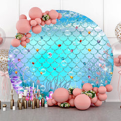 Aperturee - Undersea Colorful Crystal Round Mermaid Backdrop