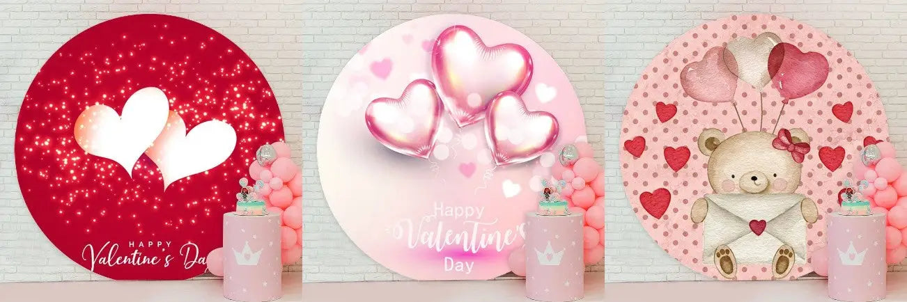 Pink Love Ballon Round Valentines Bokeh Backdrop-aperturee