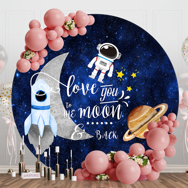 Aperturee - Round Night Sky Astronaut Galaxy Birthday Backdrop