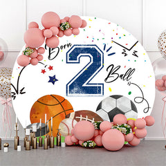 Aperturee - Aperturee Born 2 Ball Sports White Round Birthday Backdrop