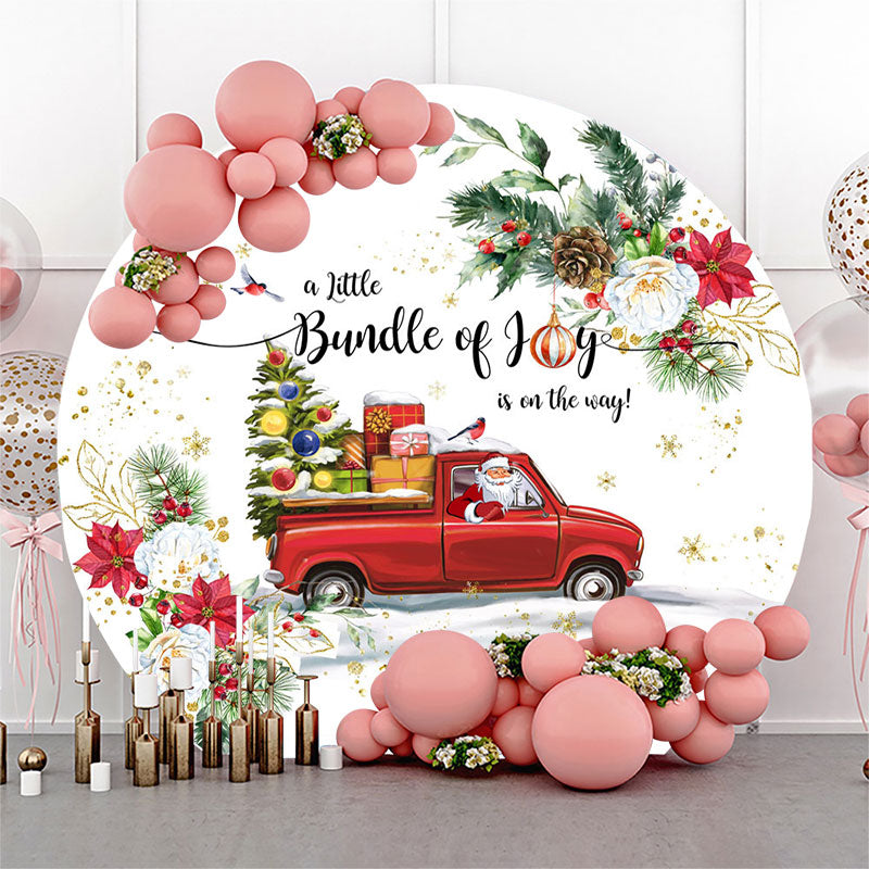 Aperturee - Aperturee Christmas Bundle Of Joy Round Baby Shower Backdrop