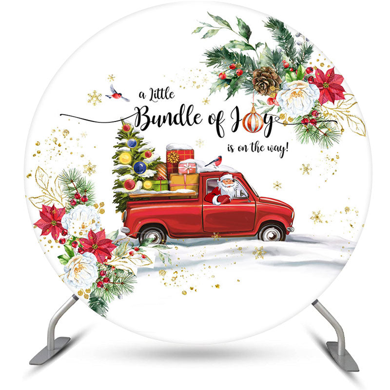 Aperturee - Aperturee Christmas Bundle Of Joy Round Baby Shower Backdrop