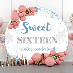 Aperturee - Aperturee Sweet 16 Winter Wonderland Round Birthday Backdrop