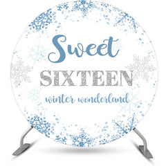 Aperturee - Aperturee Sweet 16 Winter Wonderland Round Birthday Backdrop