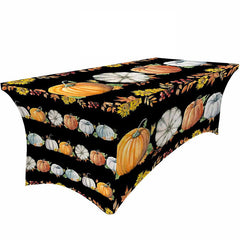 Aperturee - Aperturee Fall Farm Pumpkin Fitted Pumpkin Autumn Stretch Table Cover