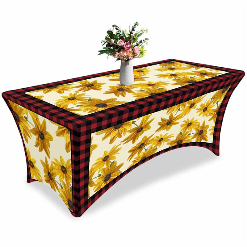 Aperturee - Aperturee Watercolor Chrysanthemum Flower Fall Stretch Table Cover