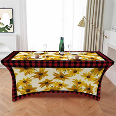 Aperturee - Aperturee Watercolor Chrysanthemum Flower Fall Stretch Table Cover