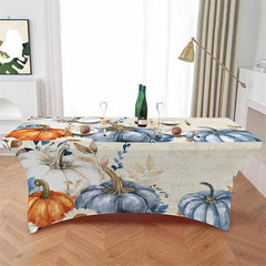 Aperturee - Aperturee Thanksgiving Watercolor Fall Pumpkin Cute Stretch Table Cover