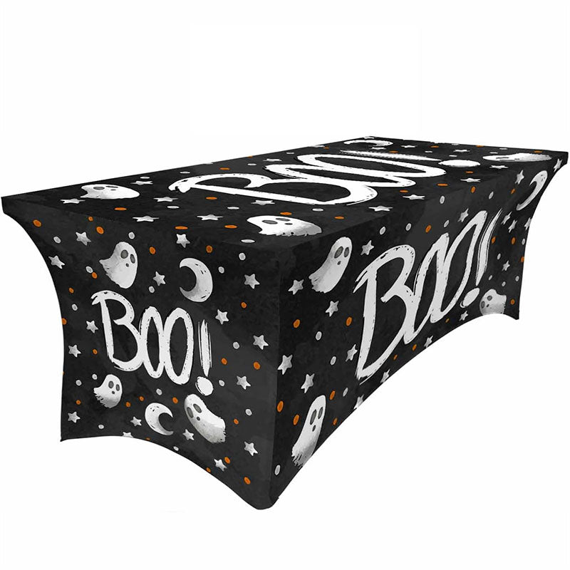 Aperturee - Aperturee Halloween Boo Moon Night Baby Shower Stretch Table Cover