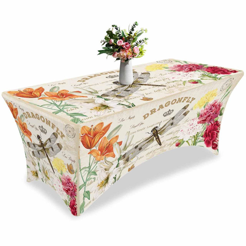 Aperturee - Aperturee Elegant Watercolor Blossom Flower Cute Stretch Table Cover