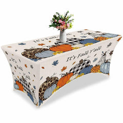 Aperturee - Aperturee Thanksgiving Fall Pumpkin Baby Shower Stretch Table Cover