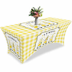 Aperturee - Aperturee Farm Pastoral Dwarf Lemon Leaves Stretch Table Cover