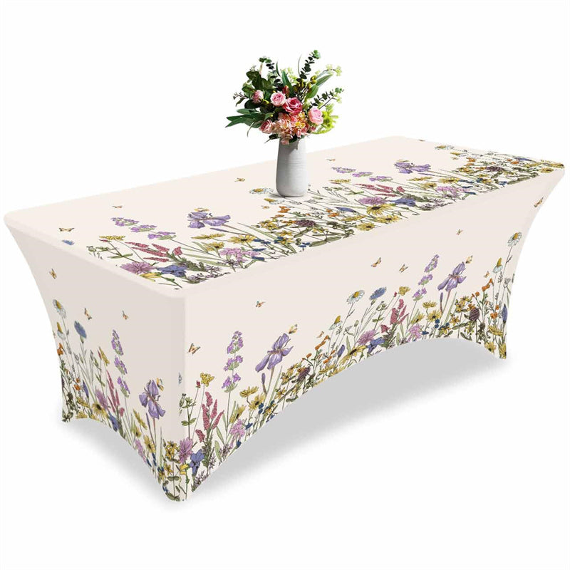 Aperturee - Aperturee Watercolor Spring Blossom Flower Stretch Table Cover