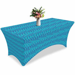 Aperturee - Aperturee Abstract Geometric Wave Line Block Stretch Table Cover