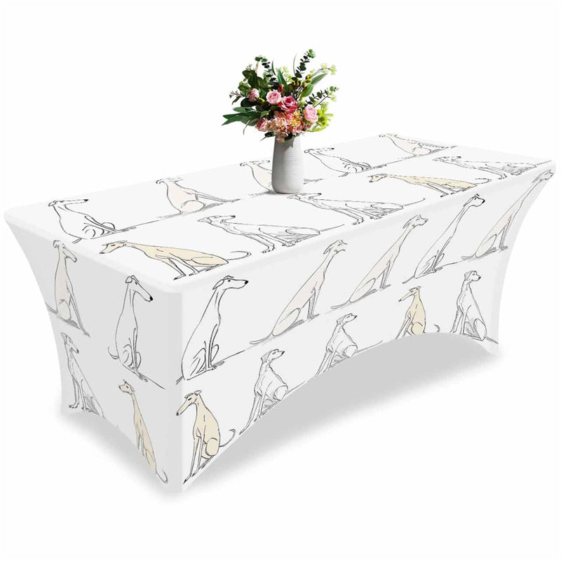 Aperturee - Aperturee Abstract Greyhound Dog Birthday Stretch Table Cover