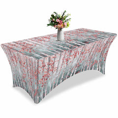 Aperturee - Aperturee Abstract Forest Tree Branch Pink Leaves Stretch Table Cover