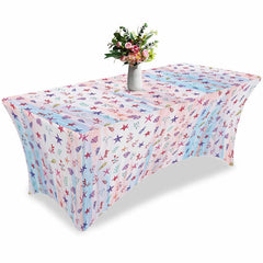 Aperturee - Aperturee Marine Life Leaves Plant Theme Fitted Stretch Table Cover