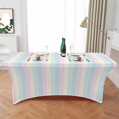 Aperturee - Aperturee Minimalist Color Stripe Geometric Art Stretch Table Cover