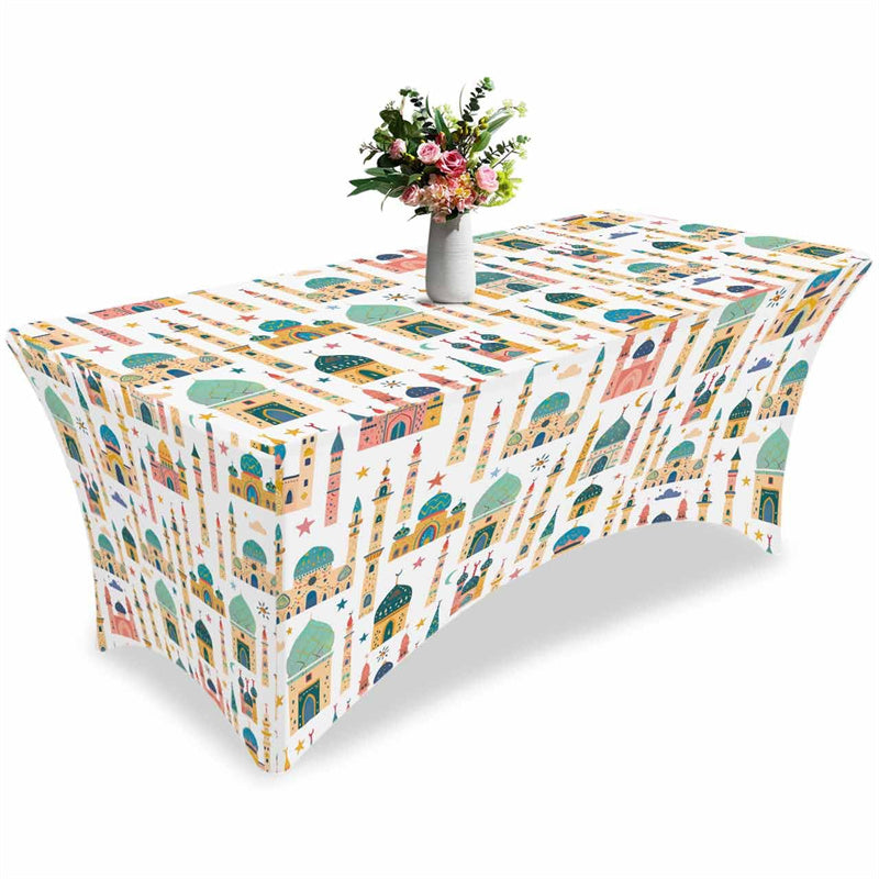 Aperturee - Aperturee Cartoon Castle Towel Sketch On White Stretch Table Cover