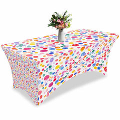 Aperturee - Aperturee Watercolor Polka Dot On White Fitted Stretch Table Cover