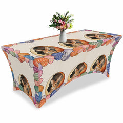 Aperturee - Aperturee Spring Easter Watercolor Egg Bunny Stretch Table Cover