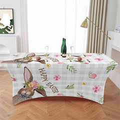 Aperturee - Aperturee Happy Easter Watercolor Bunny Fitted Stretch Table Cover