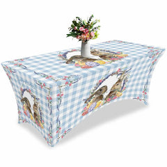 Aperturee - Aperturee Spring Easter Rabbit Eggs Chicken Stretch Table Cover