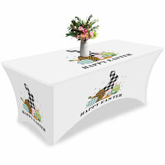 Aperturee - Aperturee Happy Easter Eggs Rabbit Carrot Flower Stretch Table Cover